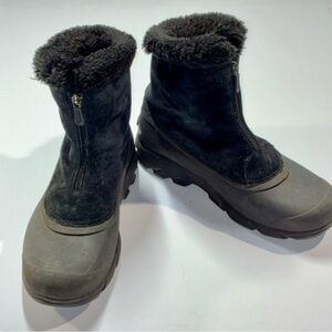 Sorel Boots Womens 9.5 Snow Angel Black Faux Fur Lined Zip Up Insulated